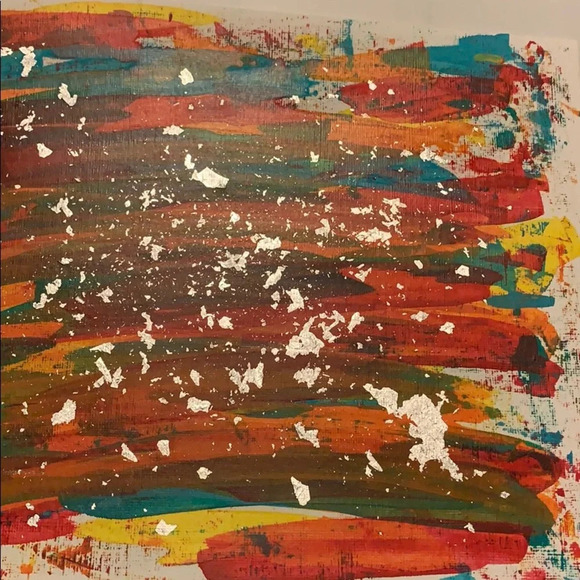 Red, olive, teal, yellow & orange ORIGINAL 9x12 - Picture 3 of 6